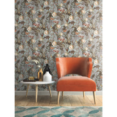 Tropical Flowers Peel and Stick Wallpaper in a room setting