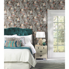 Tropical Flowers Peel and Stick Wallpaper in a room setting