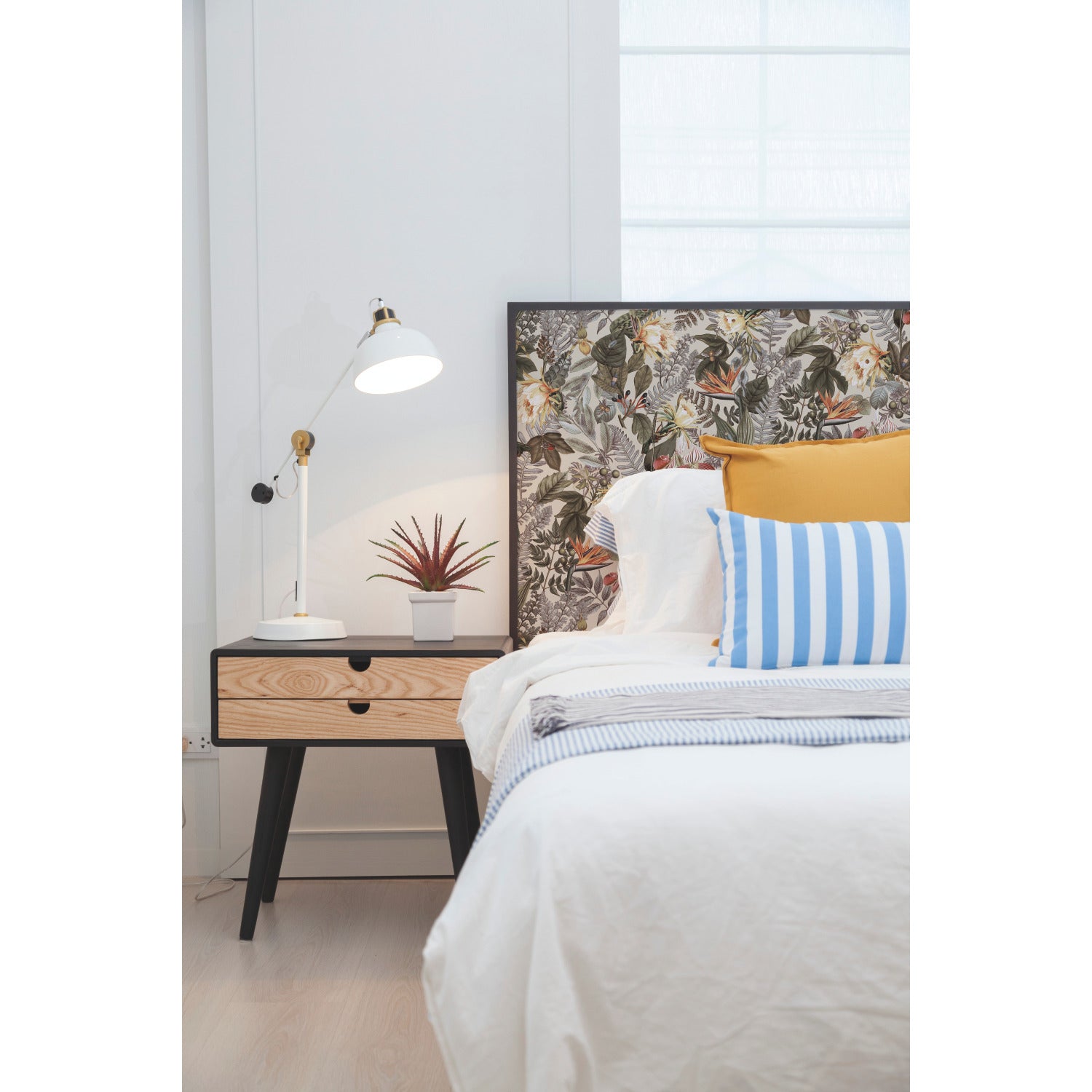 Tropical Flowers Peel and Stick Wallpaper in a room setting