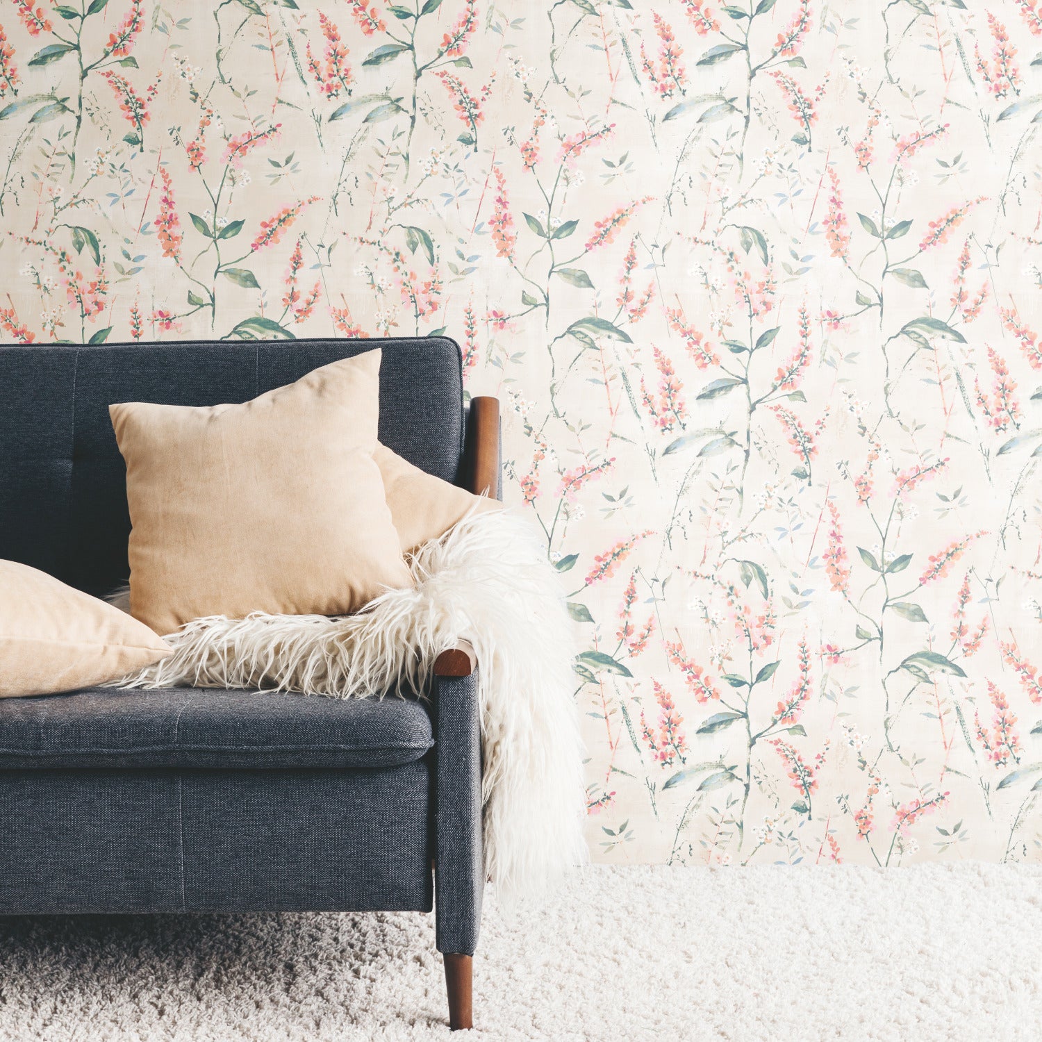 Floral Sprig Peel and Stick Wallpaper in a room setting