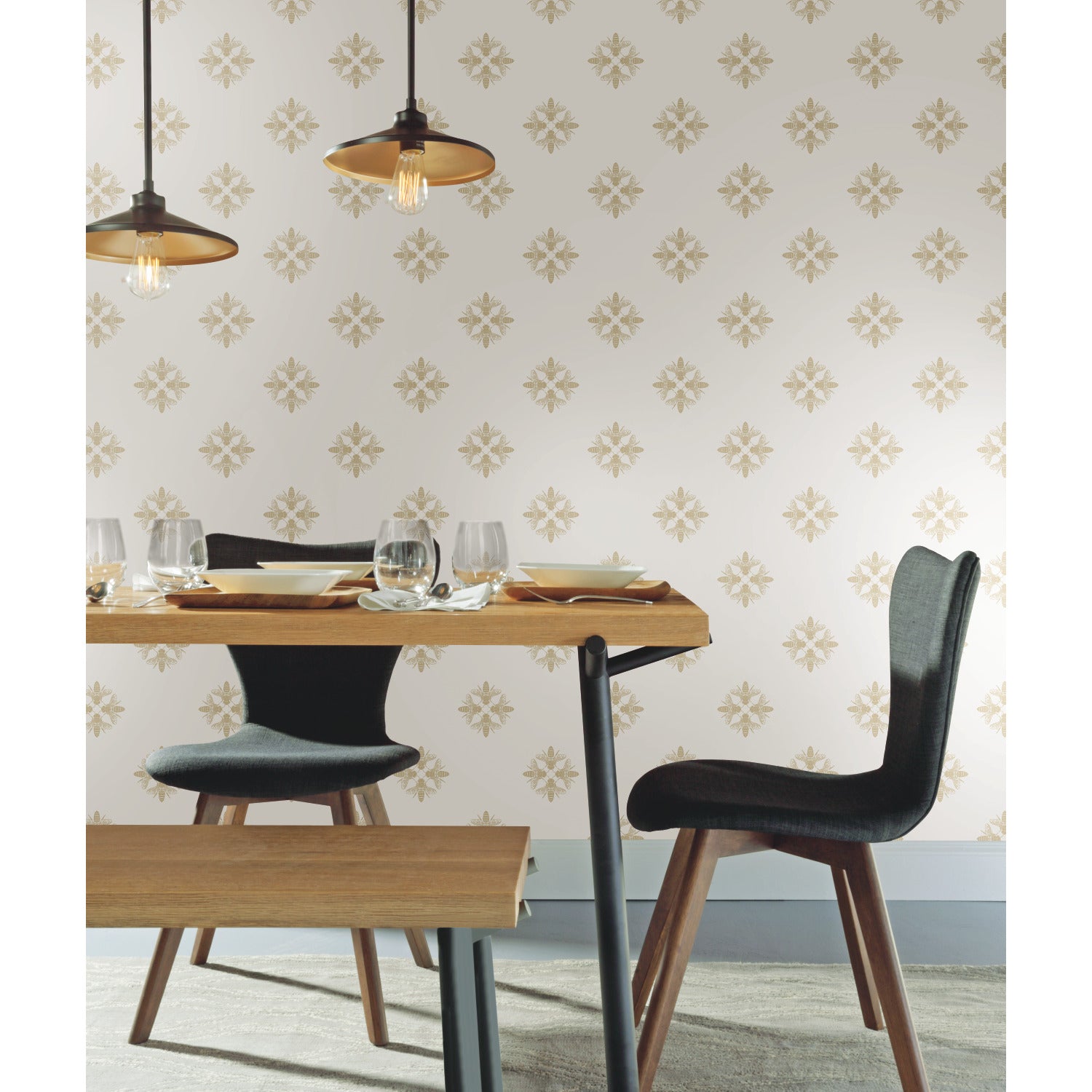 Honey Bee Peel and Stick Wallpaper in a room setting
