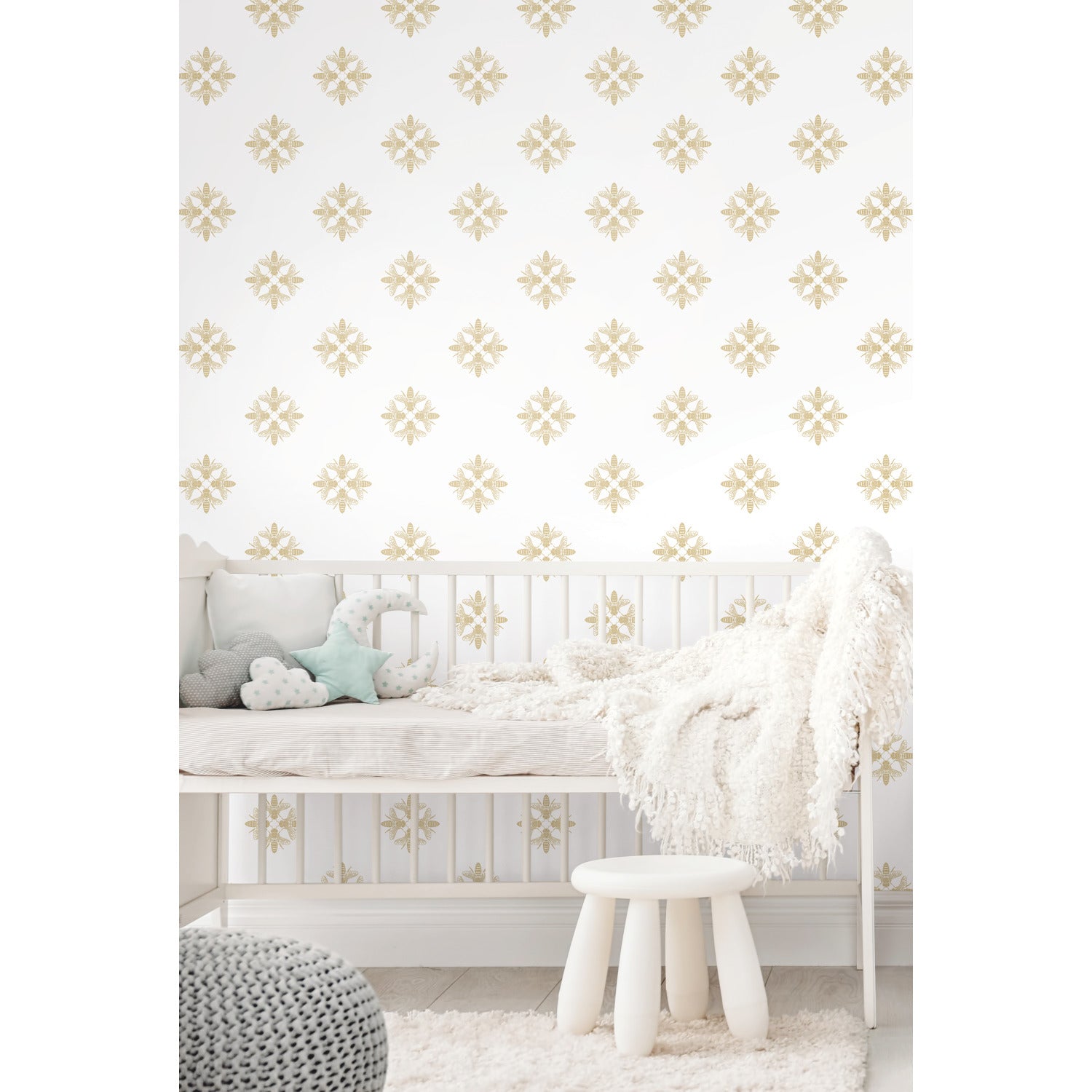 Honey Bee Peel and Stick Wallpaper in a room setting