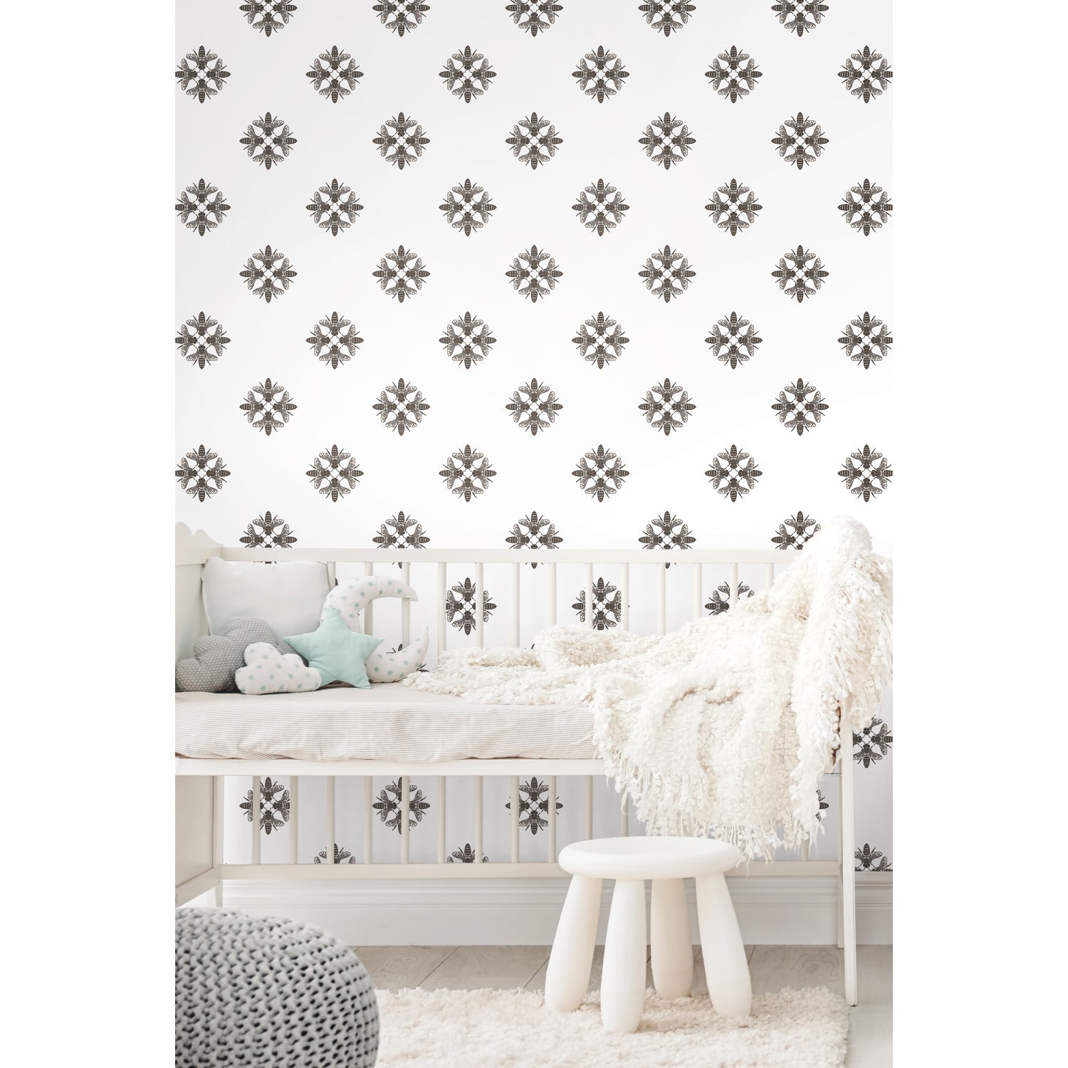 Honey Bee Peel and Stick Wallpaper in a room setting