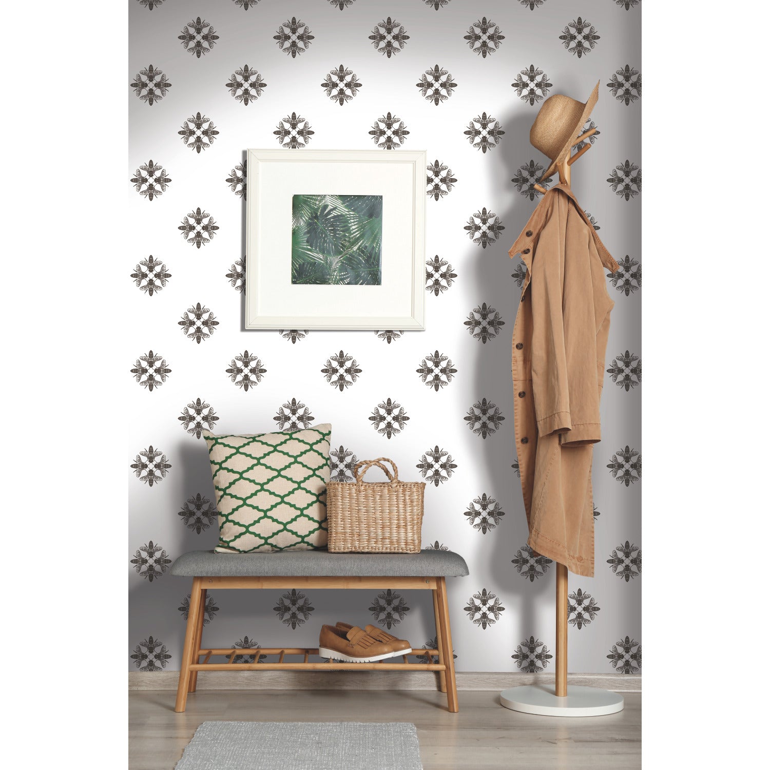 Honey Bee Peel and Stick Wallpaper in a room setting