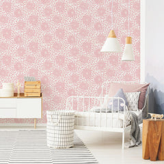 Toss the Bouquet Peel and Stick Wallpaper with Metallic Inks in a room setting