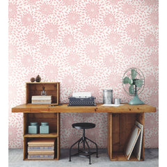 Toss the Bouquet Peel and Stick Wallpaper with Metallic Inks in a room setting