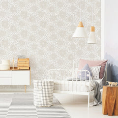 Toss the Bouquet Peel and Stick Wallpaper with Metallic Inks in a room setting