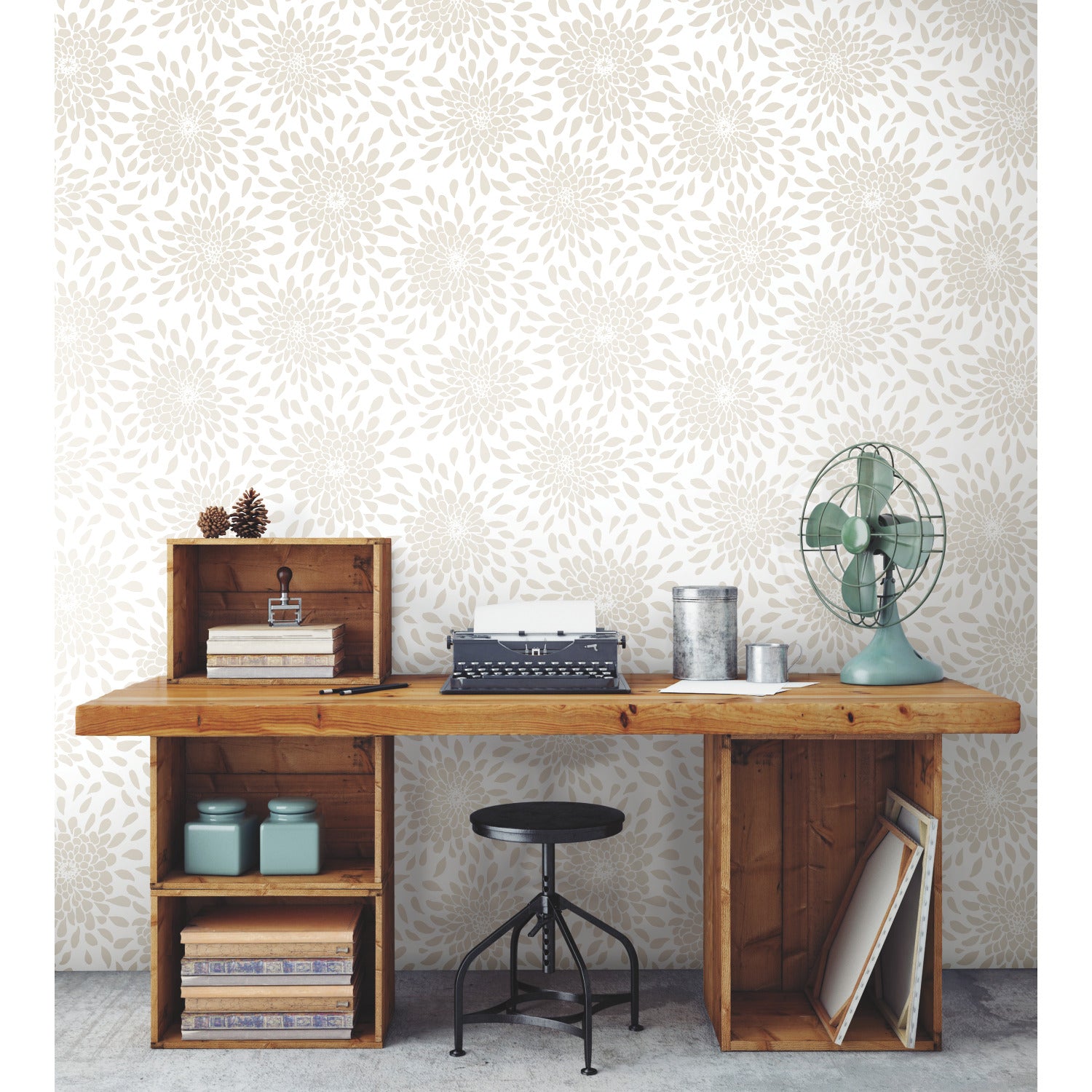 Toss the Bouquet Peel and Stick Wallpaper with Metallic Inks in a room setting