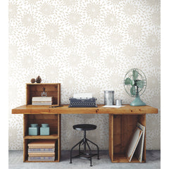 Toss the Bouquet Peel and Stick Wallpaper with Metallic Inks in a room setting