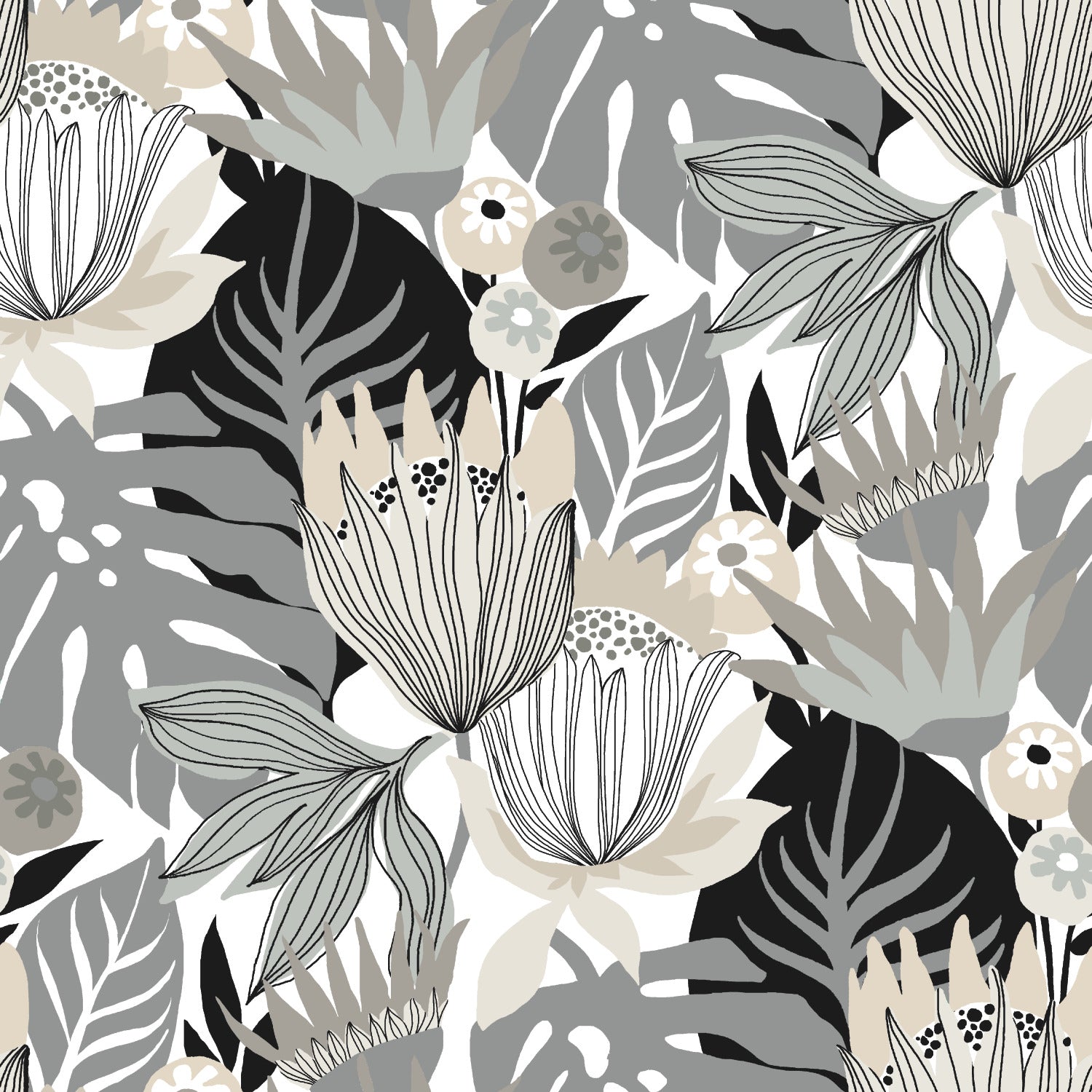Retro Tropical Leaves Peel and Stick Wallpaper by WallPops