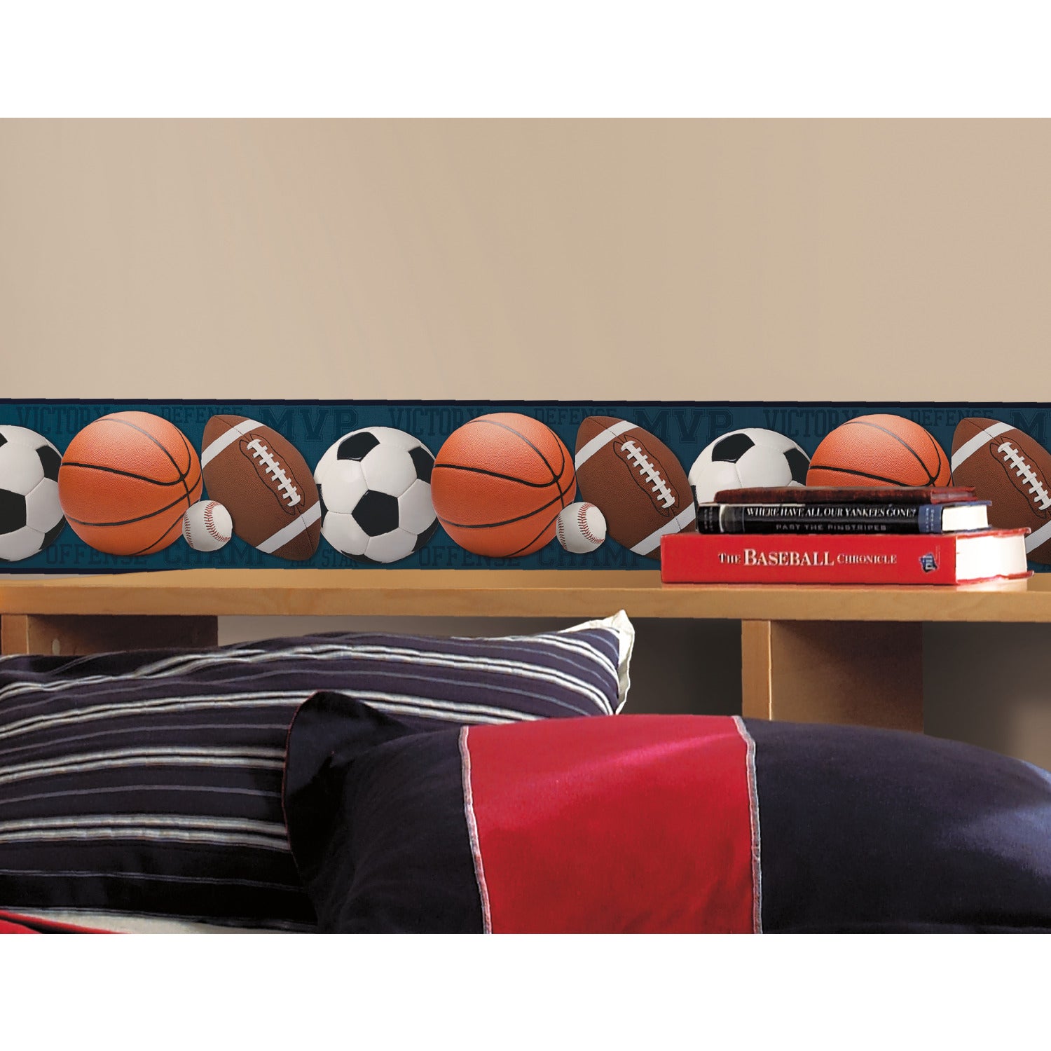 Sports Balls Peel and Stick Border in a room setting