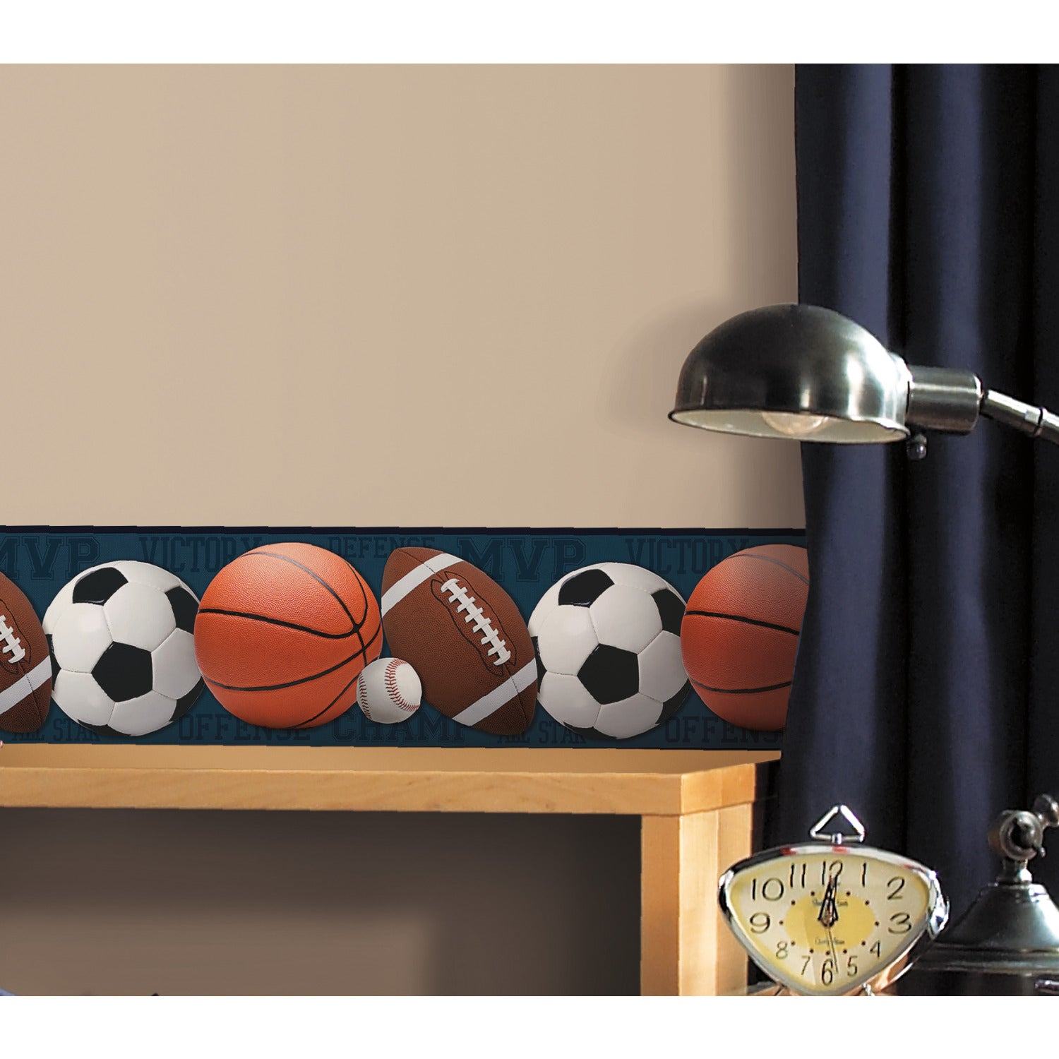 Sports Balls Peel and Stick Border in a room setting