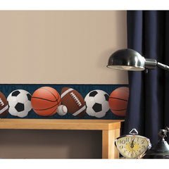 Sports Balls Peel and Stick Border in a room setting