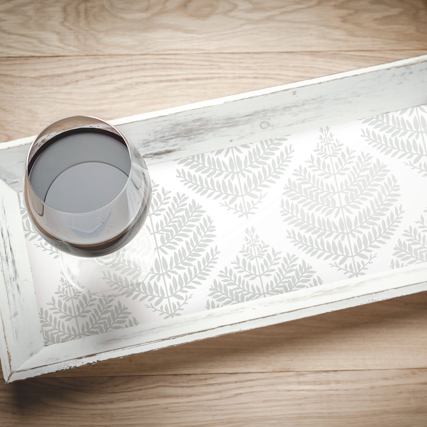 Hygge Fern Damask Peel and Stick Wallpaper in a room setting