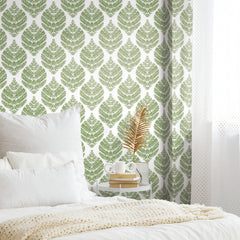 Hygge Fern Damask Peel and Stick Wallpaper in a room setting