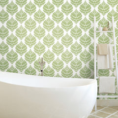 Hygge Fern Damask Peel and Stick Wallpaper in a room setting