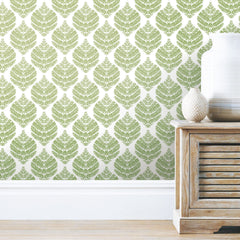 Hygge Fern Damask Peel and Stick Wallpaper in a room setting