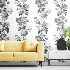 Watercolor Floral Stripe P&S Wallpaper in a room setting