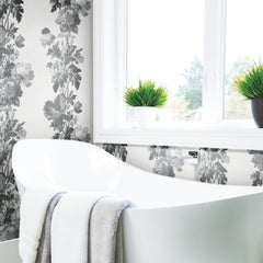 Watercolor Floral Stripe P&S Wallpaper in a room setting