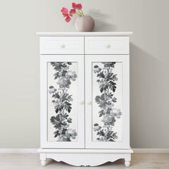 Watercolor Floral Stripe P&S Wallpaper in a room setting