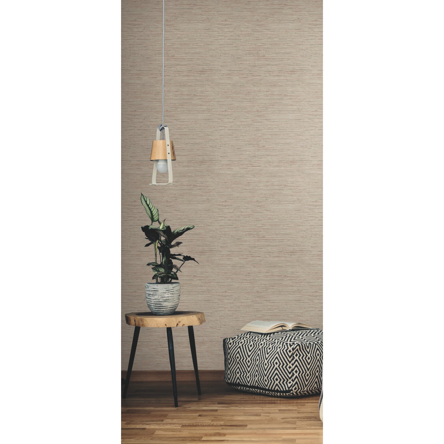 Faux Grasscloth Peel and Stick Wallpaper in a room setting