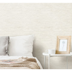 Faux Grasscloth Peel and Stick Wallpaper in a room setting