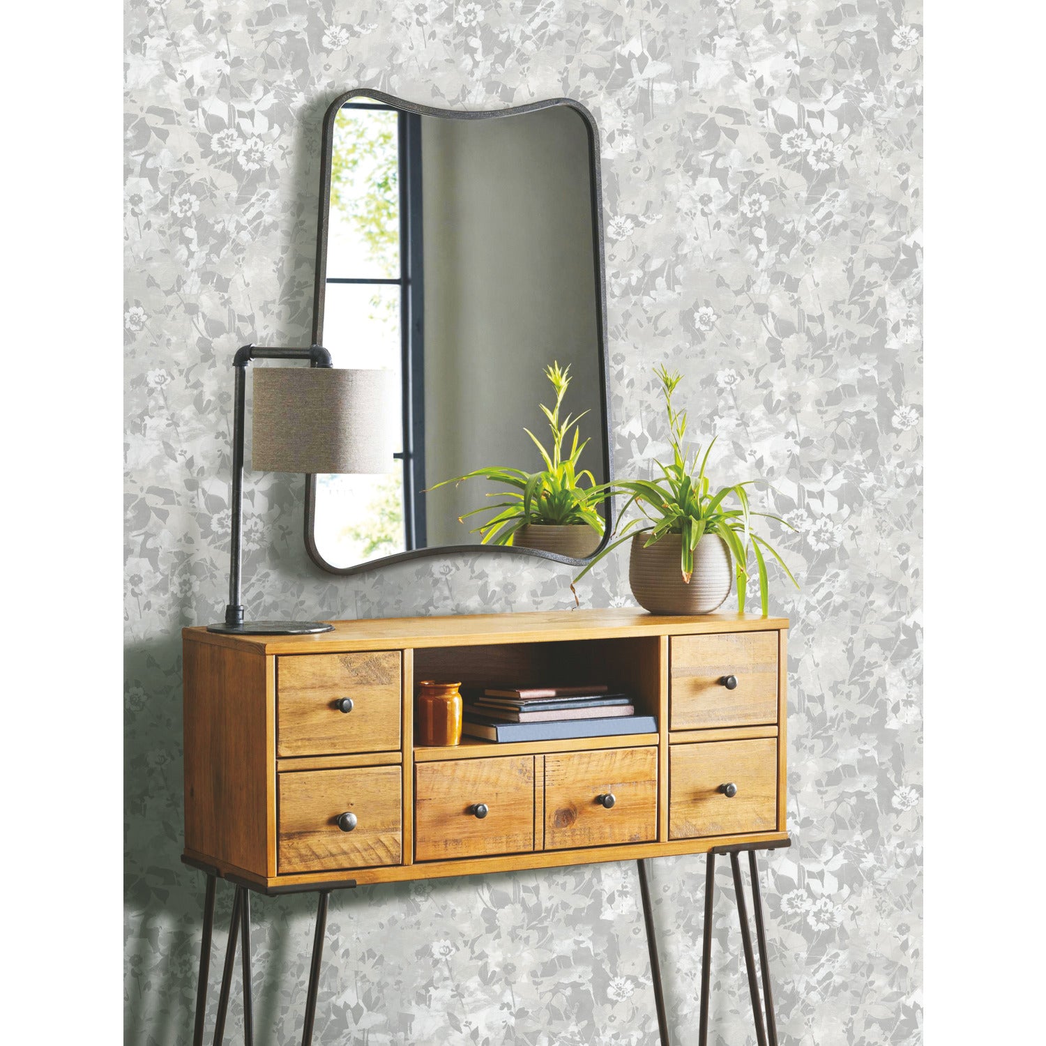 Wildflower Shadows Peel and Stick Wallpaper in a room setting