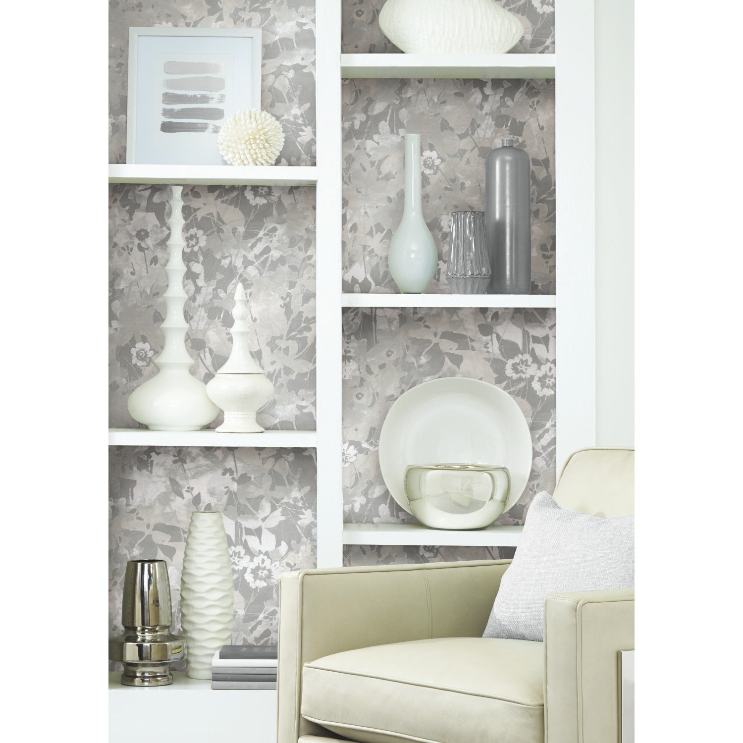 Wildflower Shadows Peel and Stick Wallpaper in a room setting