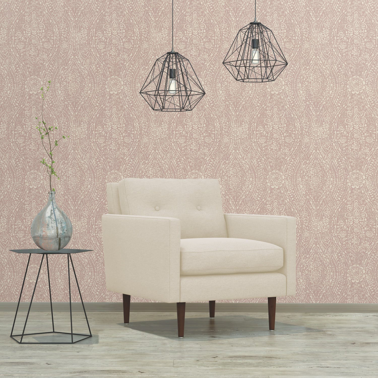 Ornate Ogee Peel and Stick Wallpaper in a room setting
