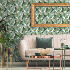 Hearts of Palm Peel and Stick Wallpaper in a room setting