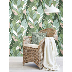 Hearts of Palm Peel and Stick Wallpaper in a room setting