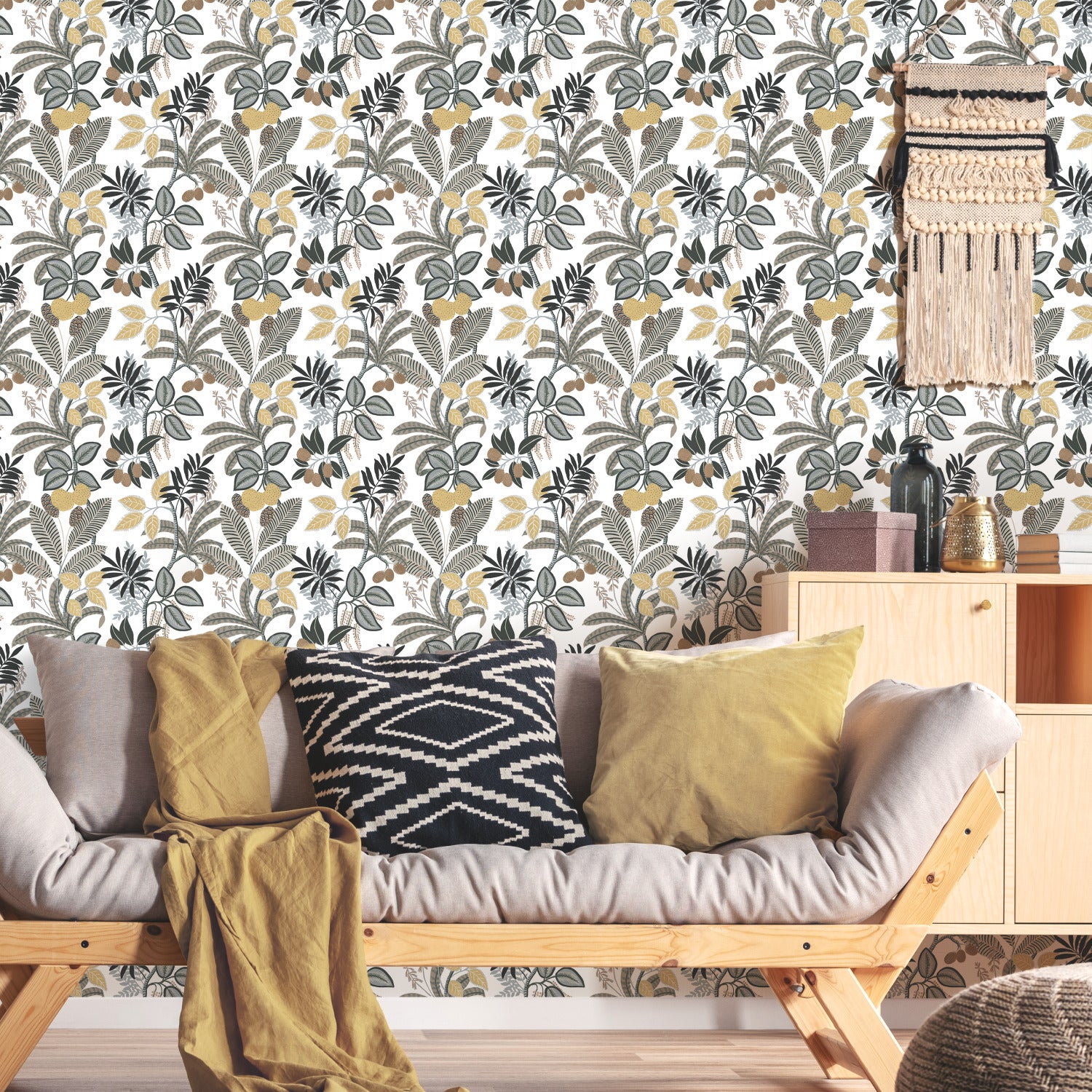 Funky Jungle Peel and Stick Wallpaper in a room setting