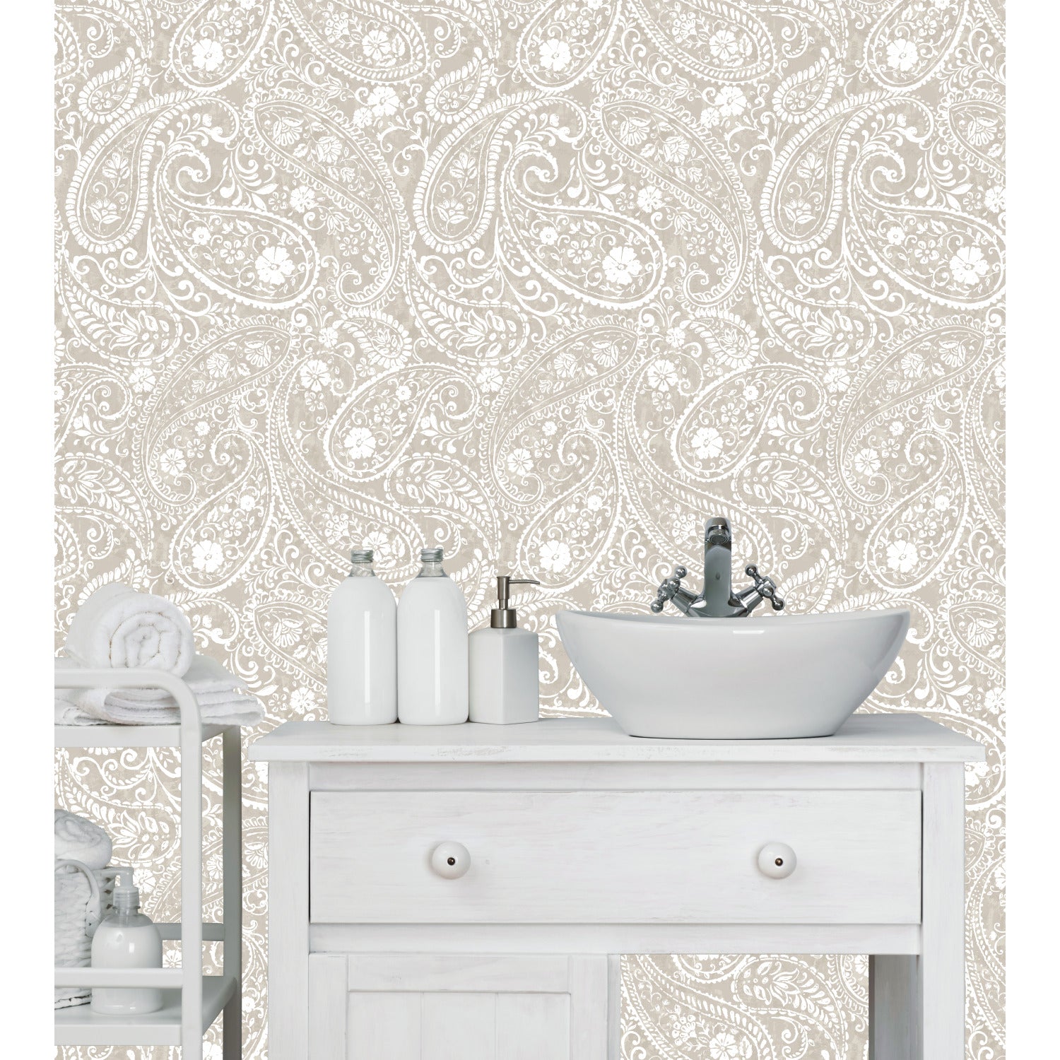 Paisley Prince Peel and Stick Wallpaper in a room setting