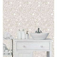 Paisley Prince Peel and Stick Wallpaper in a room setting