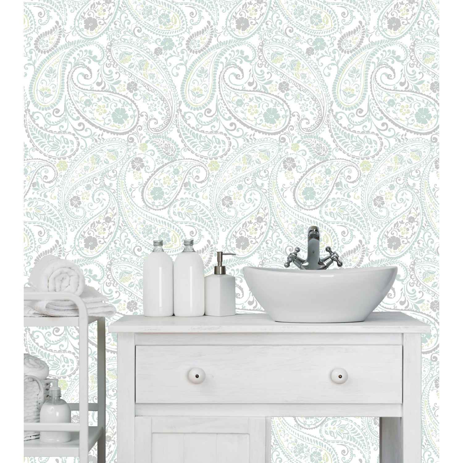Paisley Prince Peel and Stick Wallpaper in a room setting