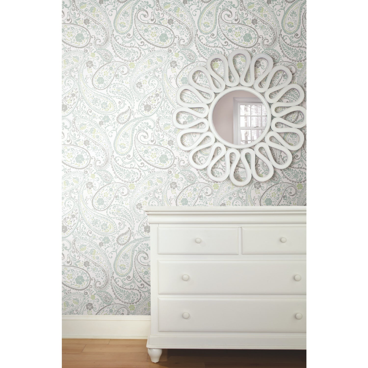 Paisley Prince Peel and Stick Wallpaper in a room setting