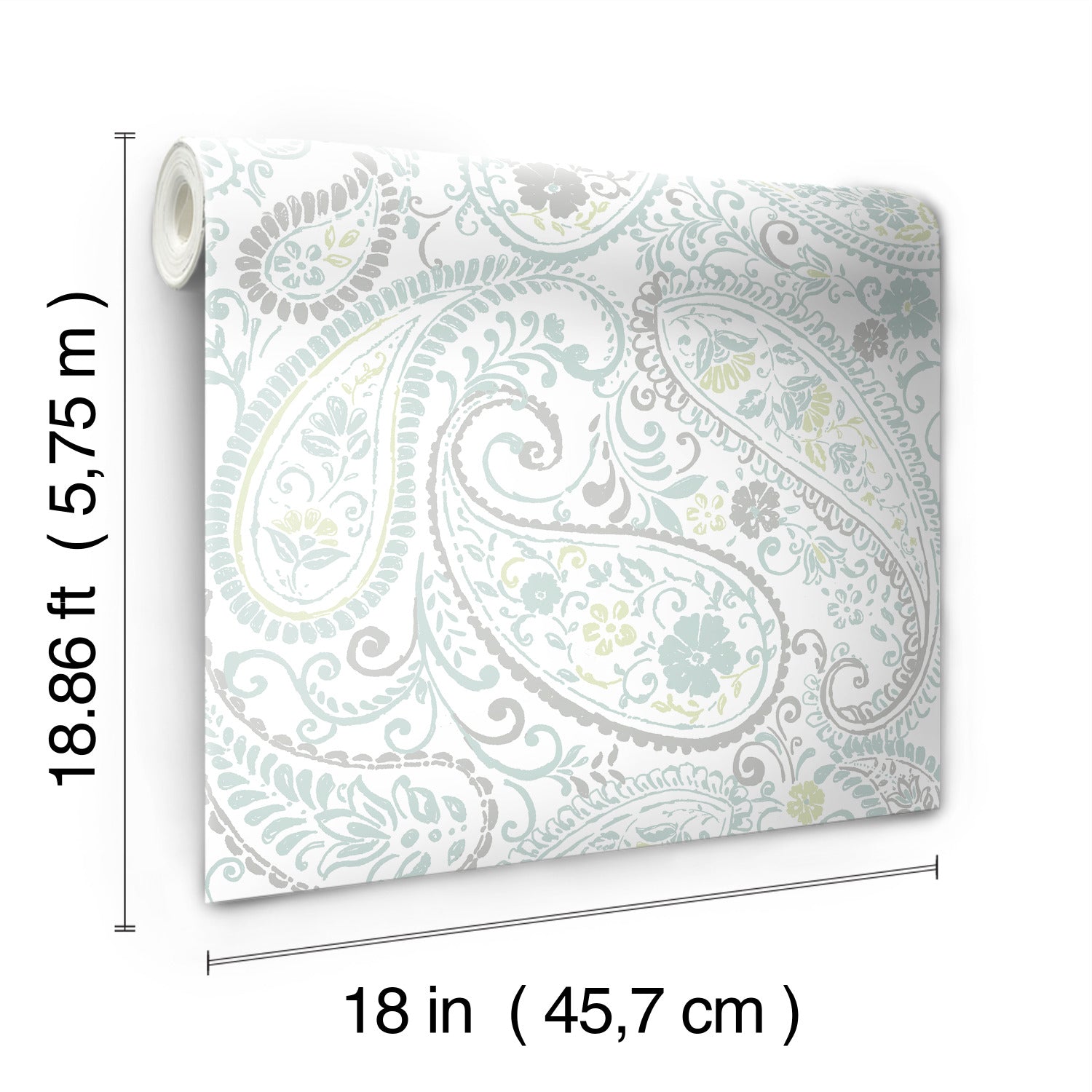 Paisley Prince Peel and Stick Wallpaper - dimensions