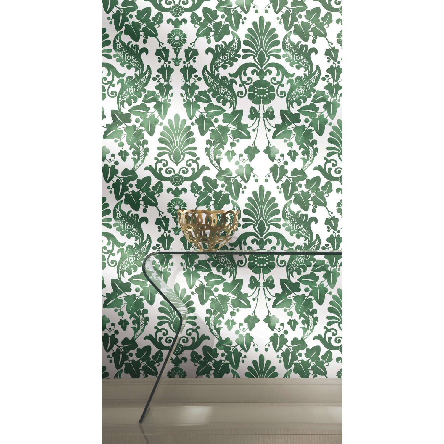 Vine Damask Peel and Stick Wallpaper in a room setting