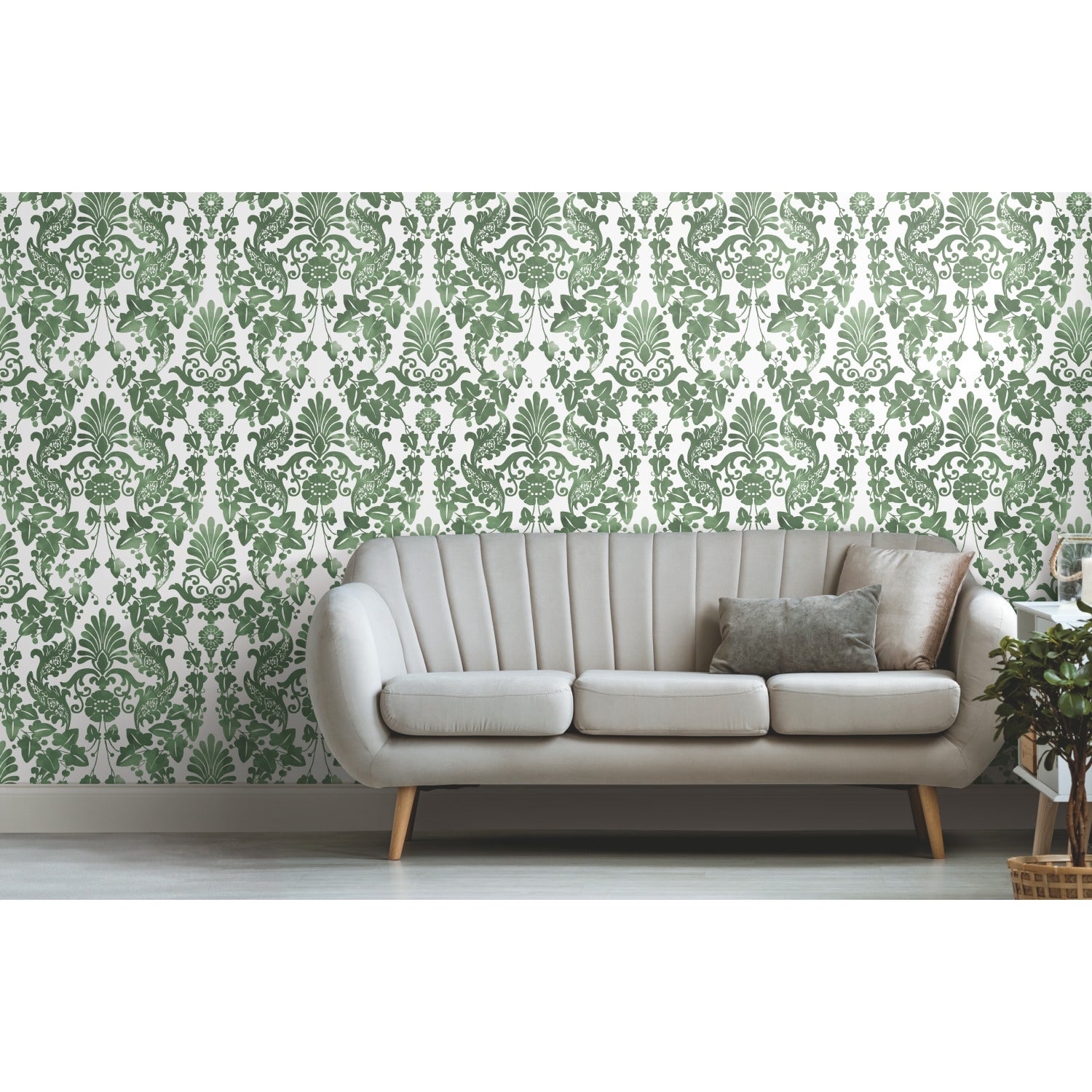 Vine Damask Peel and Stick Wallpaper in a room setting