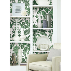 Vine Damask Peel and Stick Wallpaper in a room setting