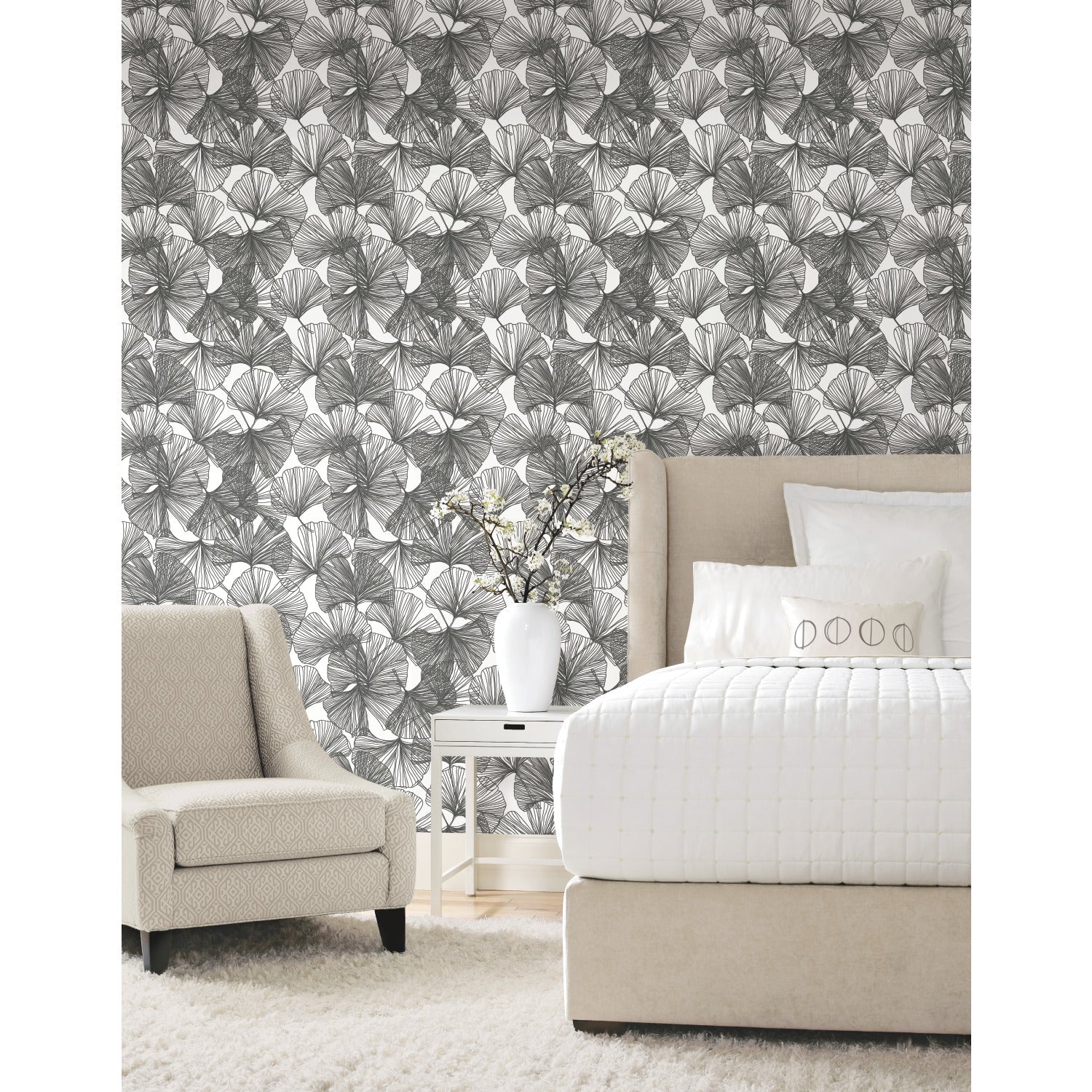 Ginkgo Leaves Peel and Stick Wallpaper in a room setting