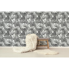 Ginkgo Leaves Peel and Stick Wallpaper in a room setting