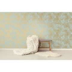Ginkgo Leaves Peel and Stick Wallpaper in a room setting