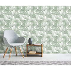 Ginkgo Leaves Peel and Stick Wallpaper in a room setting