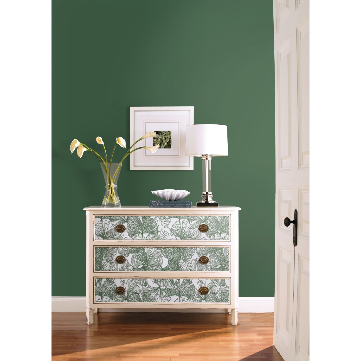Ginkgo Leaves Peel and Stick Wallpaper in a room setting