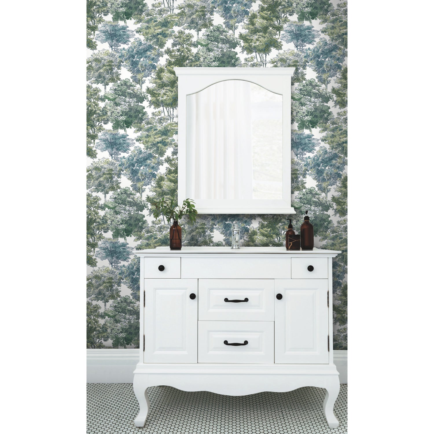Old World Trees Peel and Stick Wallpaper in a room setting