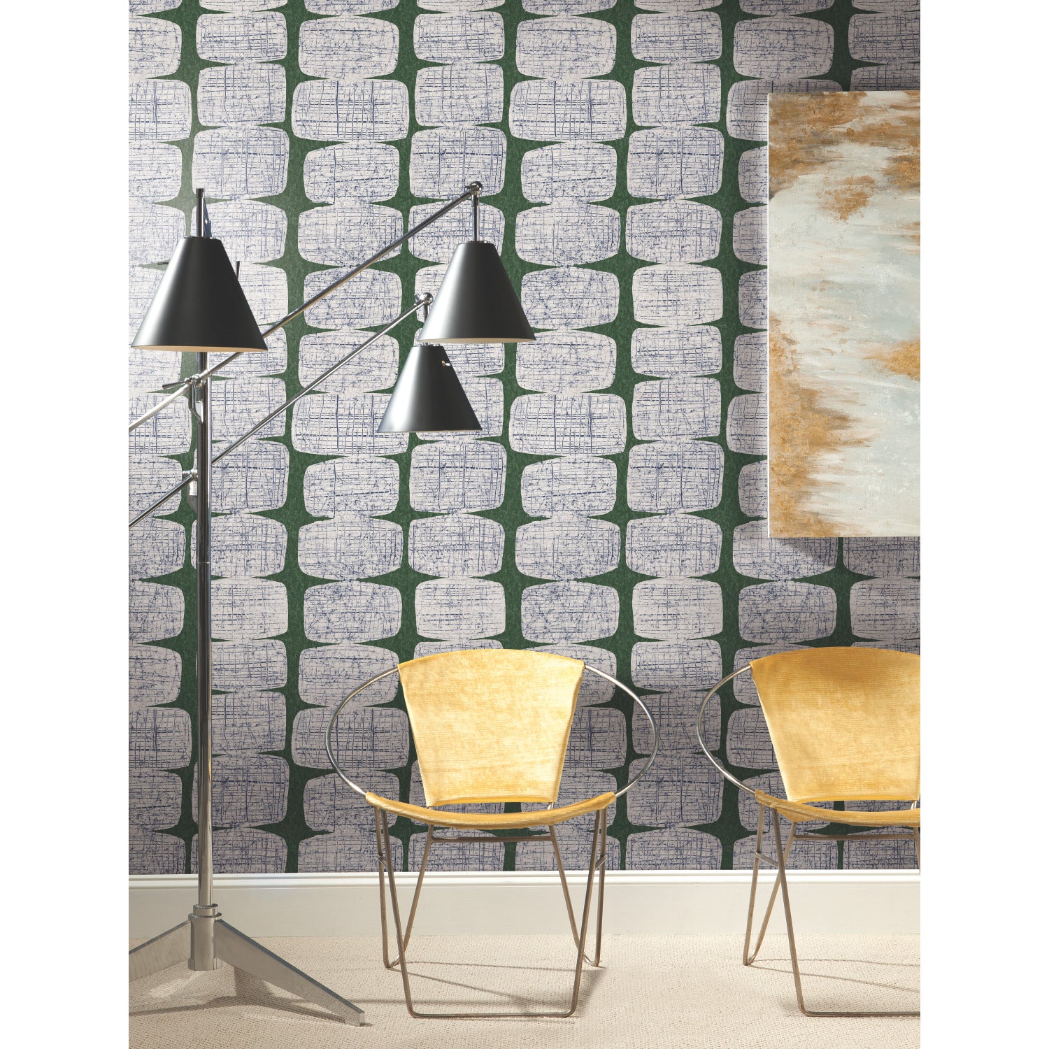 Mid-Century Beads P&S Wallpaper in a room setting