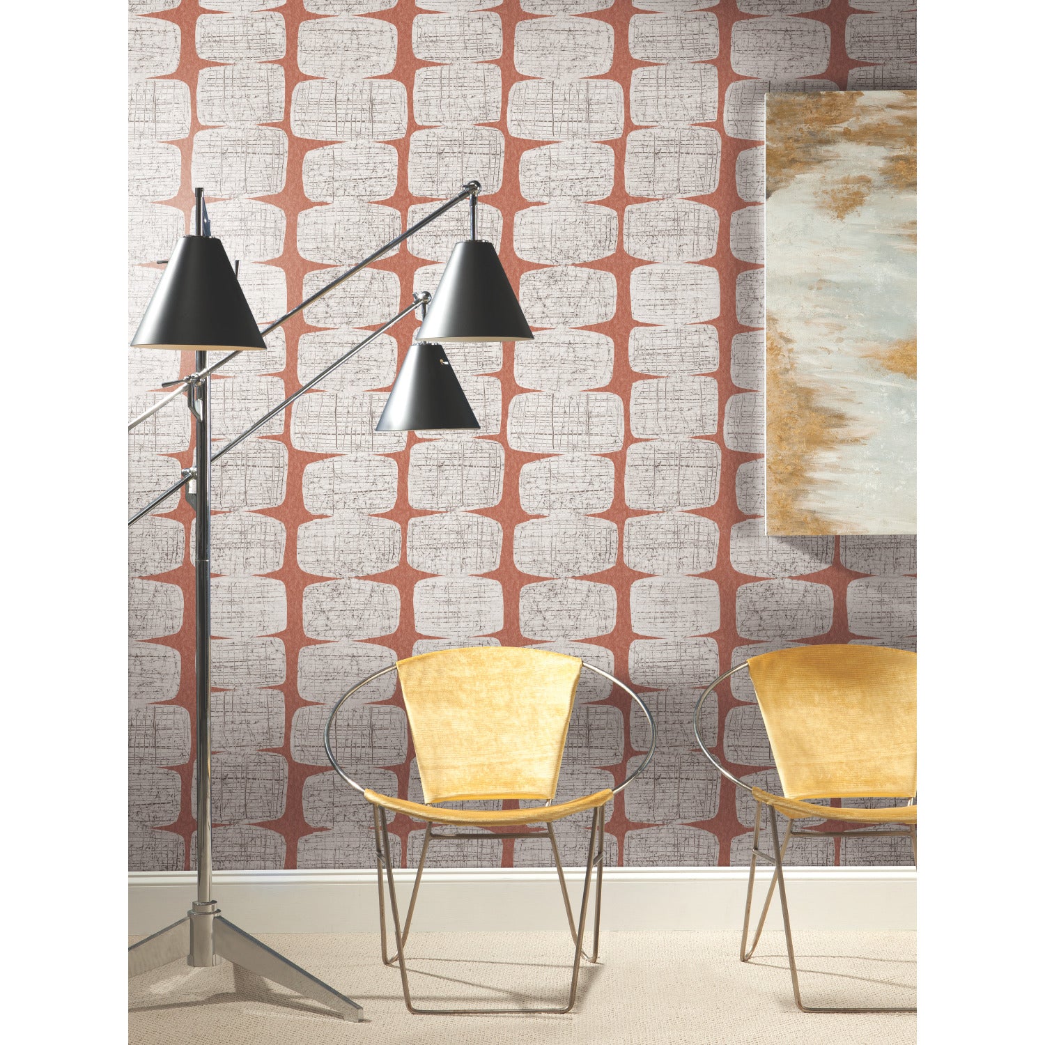 Mid-Century Beads Peel & Stick Wallpaper in a room setting