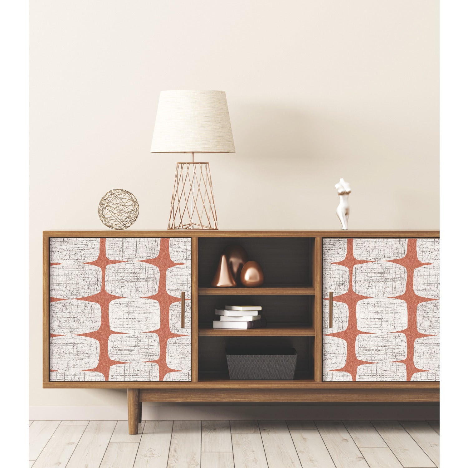 Mid-Century Beads Peel & Stick Wallpaper in a room setting