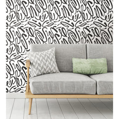 Curly Strokes Peel and Stick Wallpaper in a room setting